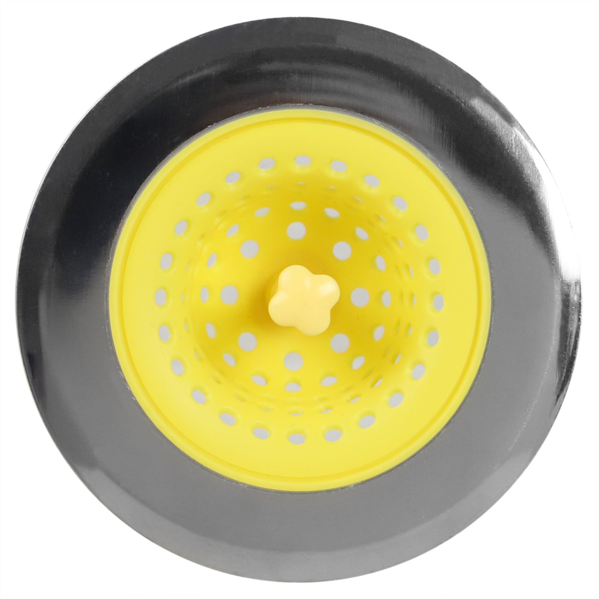Home Basics Brights Silicone Sink Strainer with Stainless Steel Rim, Yellow - Yellow
