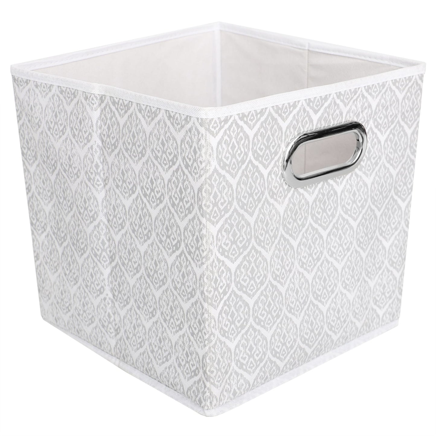 Ikat Collapsible Non-Woven Storage Bin with Grommet Handle, Grey