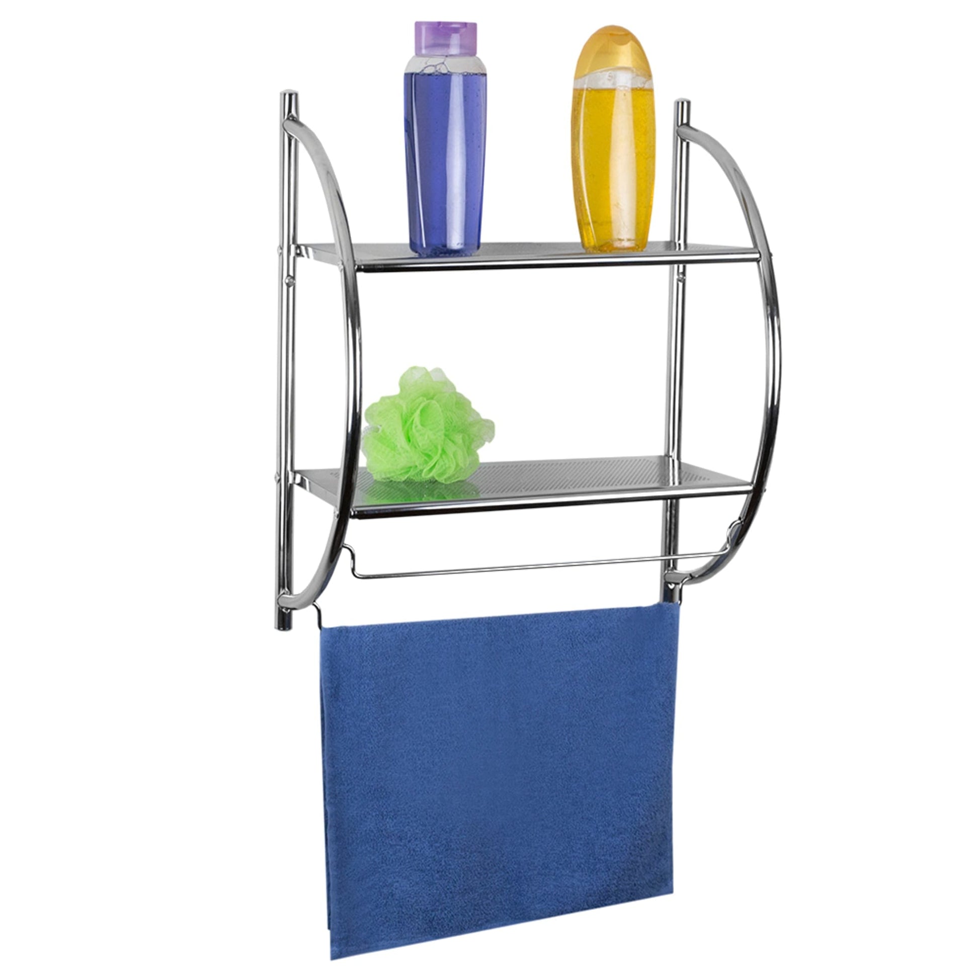 Organize It All Chrome 2-Tier Metal Wall Mount Bathroom Shelf (19-in x  20-in x 10-in) in the Bathroom Shelves department at