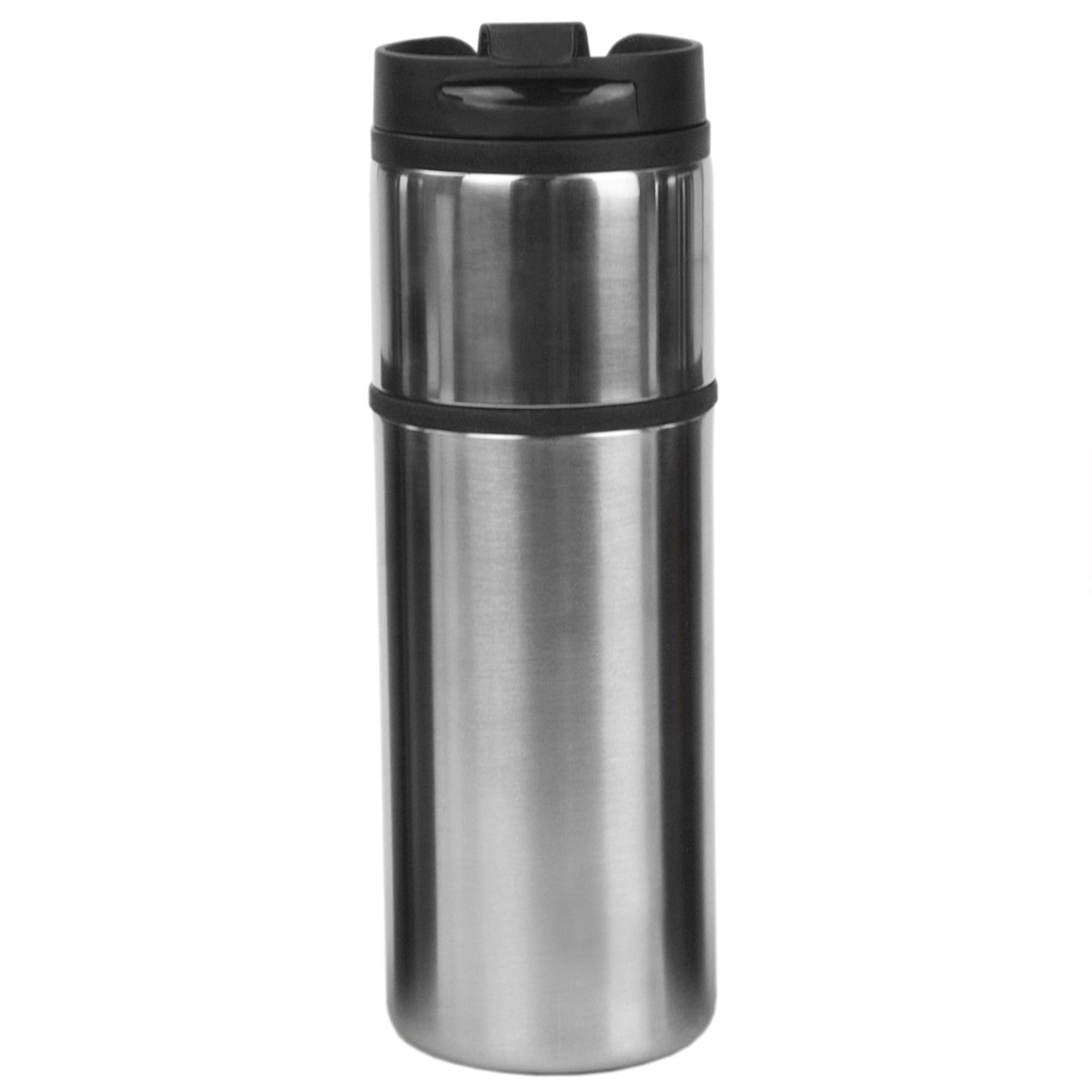 Home Basics Two Tone Stainless Steel 16 oz. Travel Mug, Silver - Silver