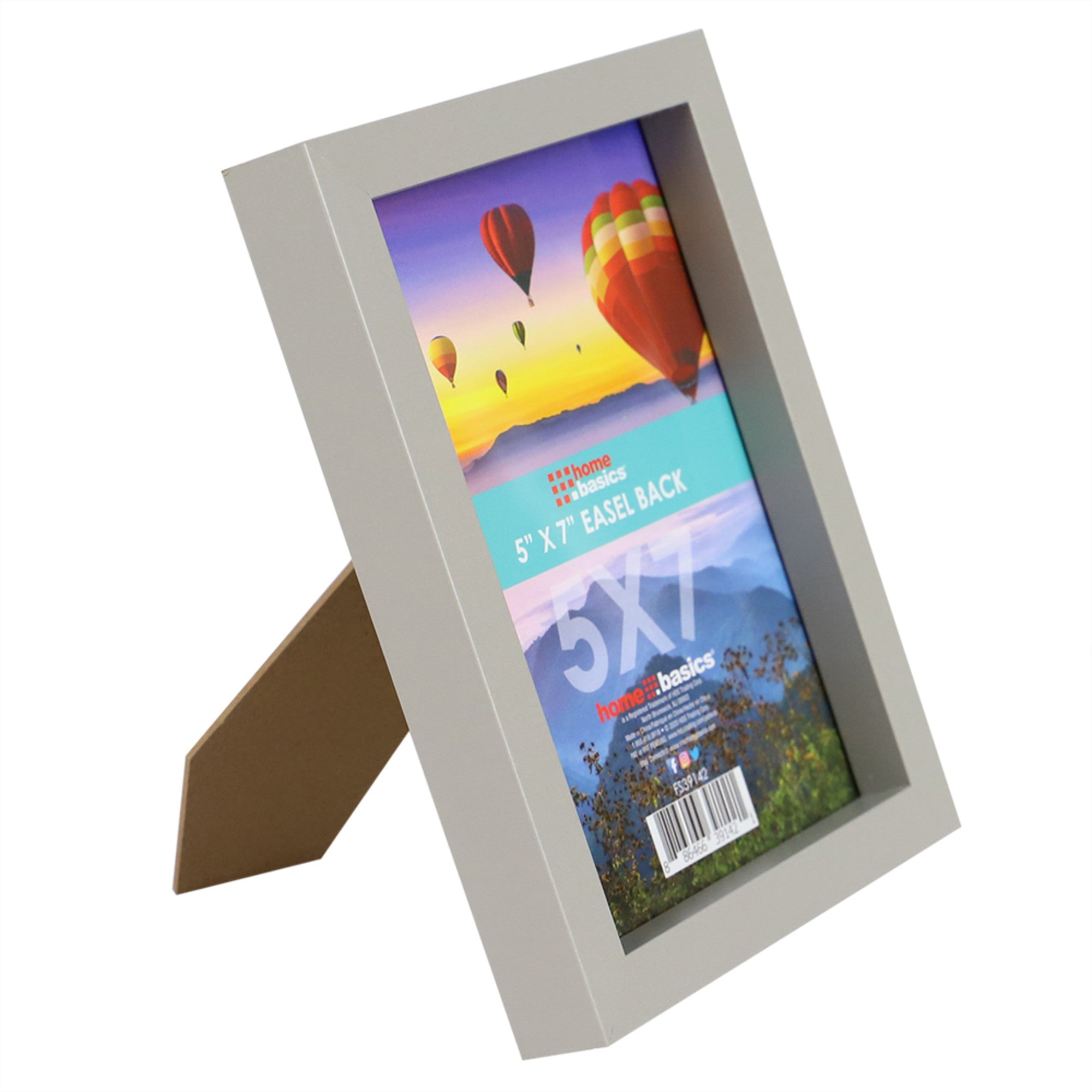 Home Basics 5” x 7” MDF Picture Frame with Easel Back, Grey - Grey