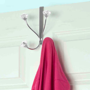 Over the Door Double Hanging Hook with Crystal Knobs