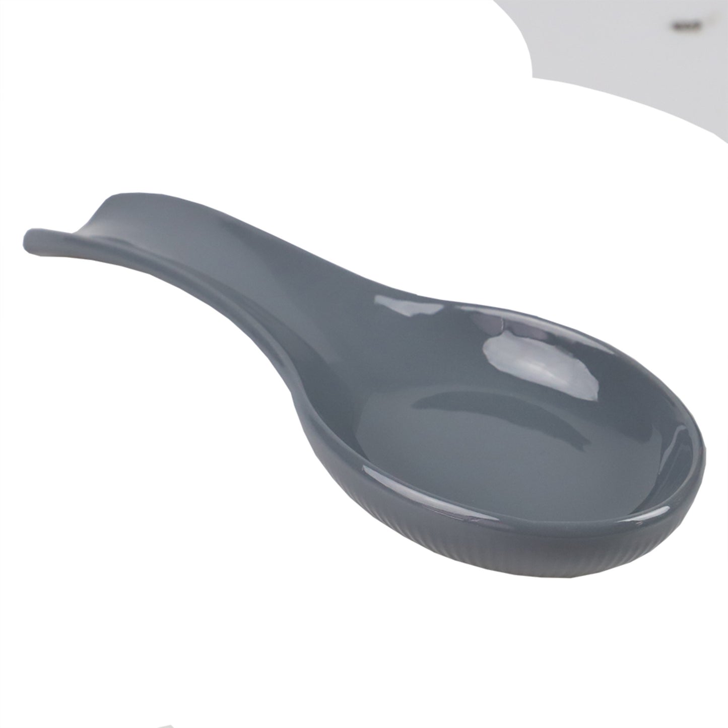 Home Basics 9.75" x 3.5" Ceramic Spoon Rest, Grey - Grey