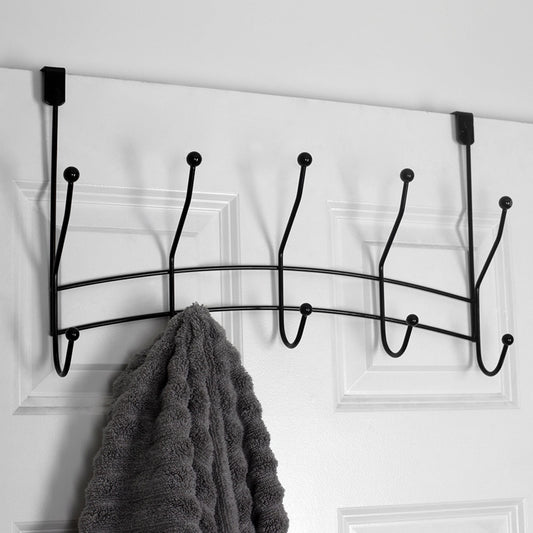 Shelby 5 Hook Over the Door Hanging Rack, Black