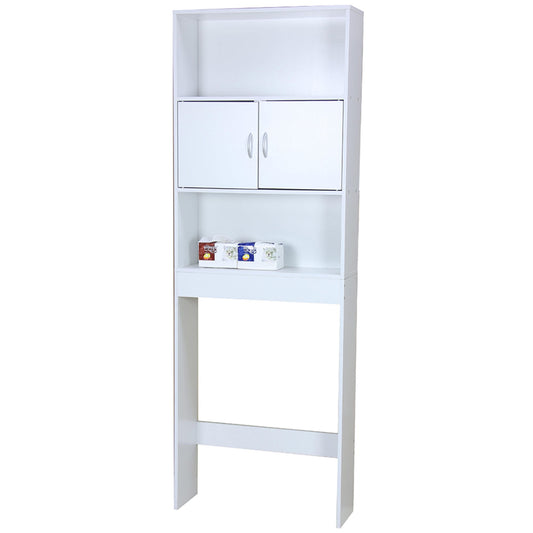 3 Tier Wood Space Saver Over the Toilet Bathroom Shelf with Open Shelving and Cabinets, White