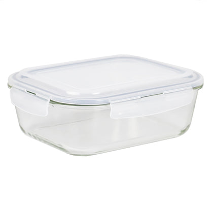 Michael Graves Design 76 Ounce High Borosilicate Glass Rectangle Food Storage Container with Indigo Rubber Seal