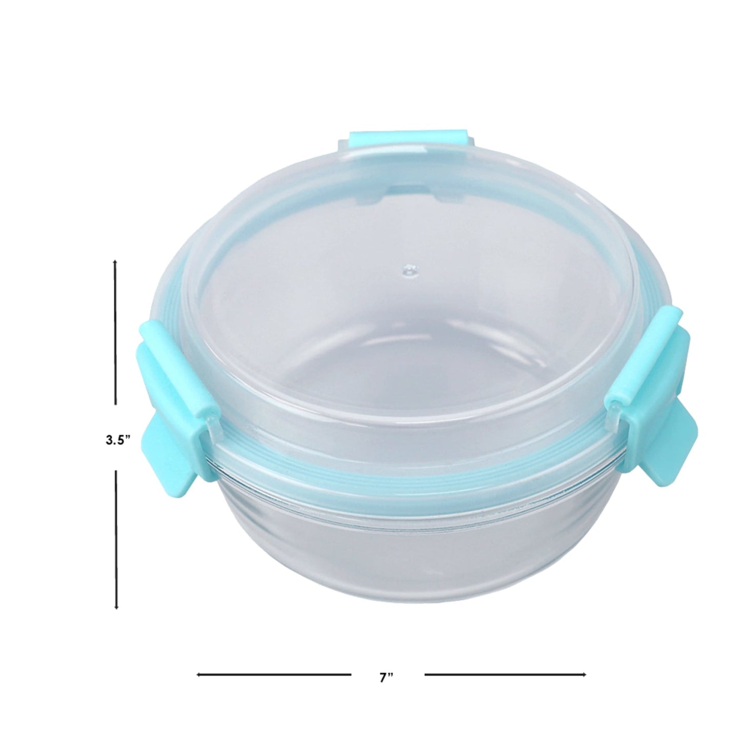 Leak Proof 32 oz. Round Borosilicate Glass Food Storage Container with Air-tight Plastic Lid, Turquoise