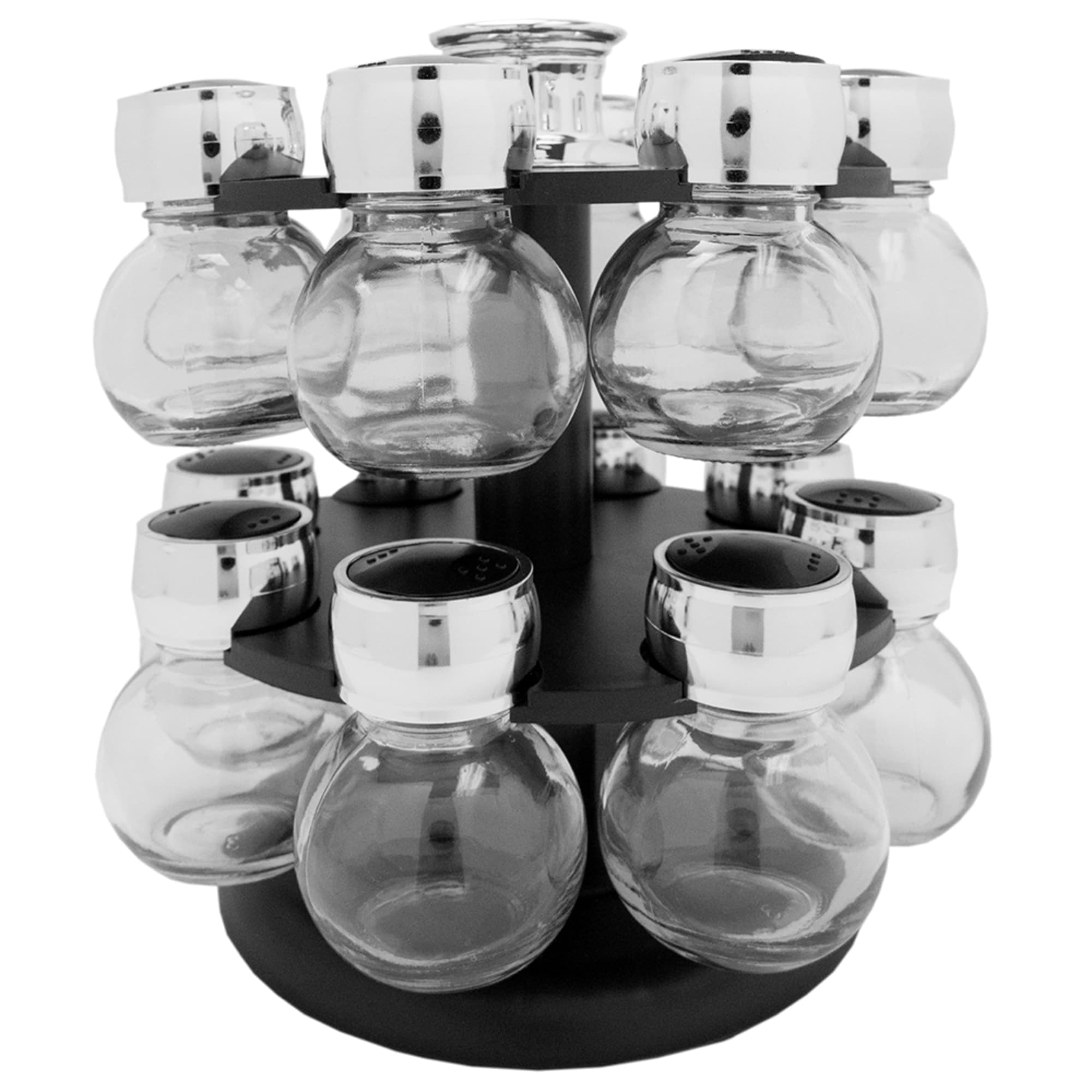 16 Piece Revolving Spice Rack Black FOOD PREP SHOP HOME