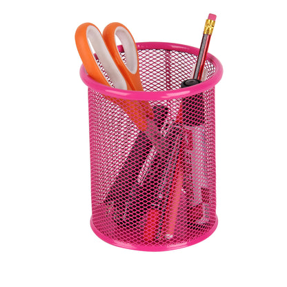 Home Basics Mesh Steel Cutlery Organizer - Pink
