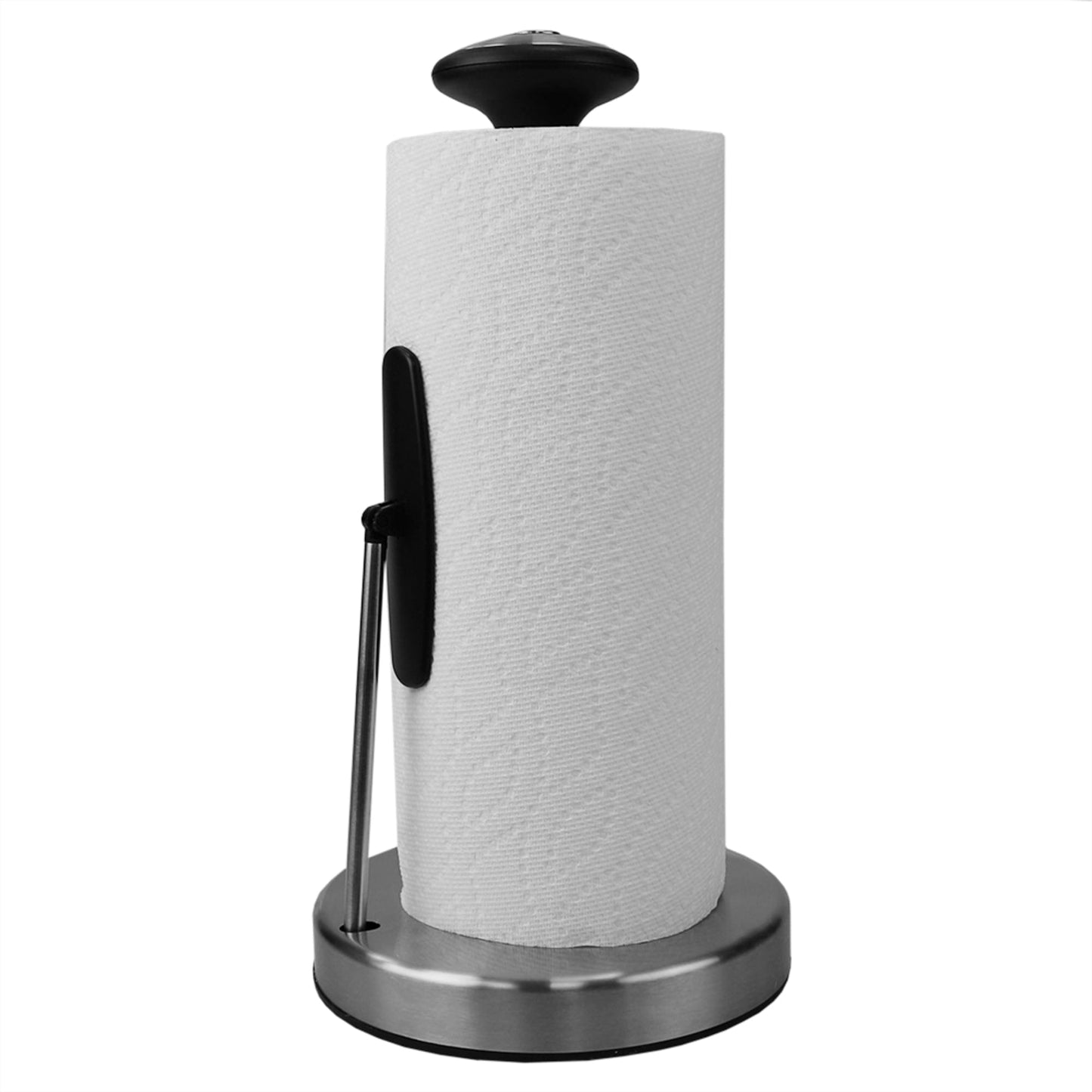 Michael Graves Easy Tear Tension Arm Freestanding Stainless Steel Paper Towel Holder, Silver