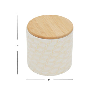 Scallop Small Ceramic Canister with Bamboo Top