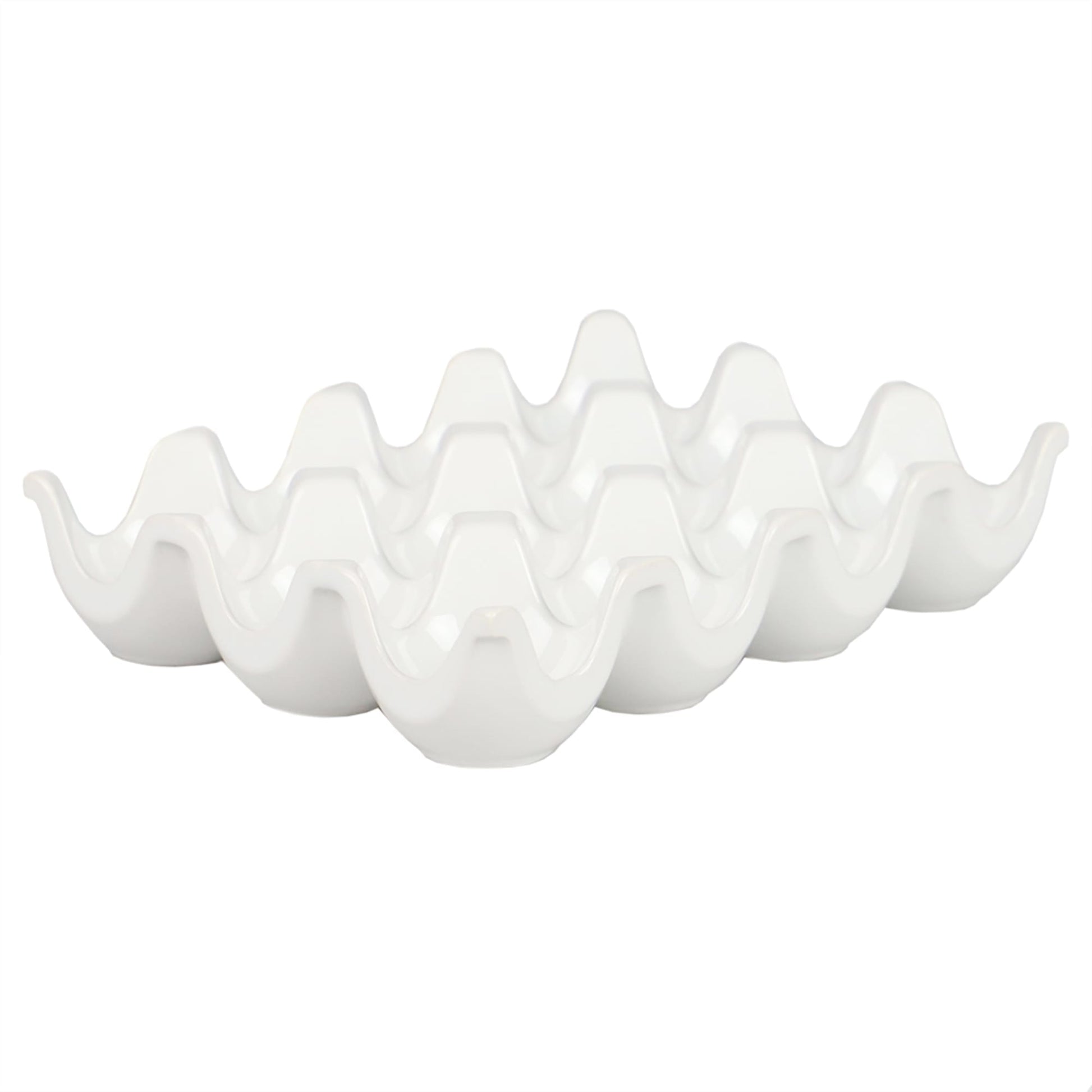 COMFECTO Egg Tray Holder, 12 Cup Large Egg Holder Kitchen Storage Fridge  Organizer Decorative Crate for Jewelry Charm Beads, White Ceramic Heat