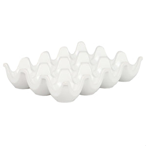 12 Compartment Ceramic Egg Tray, White