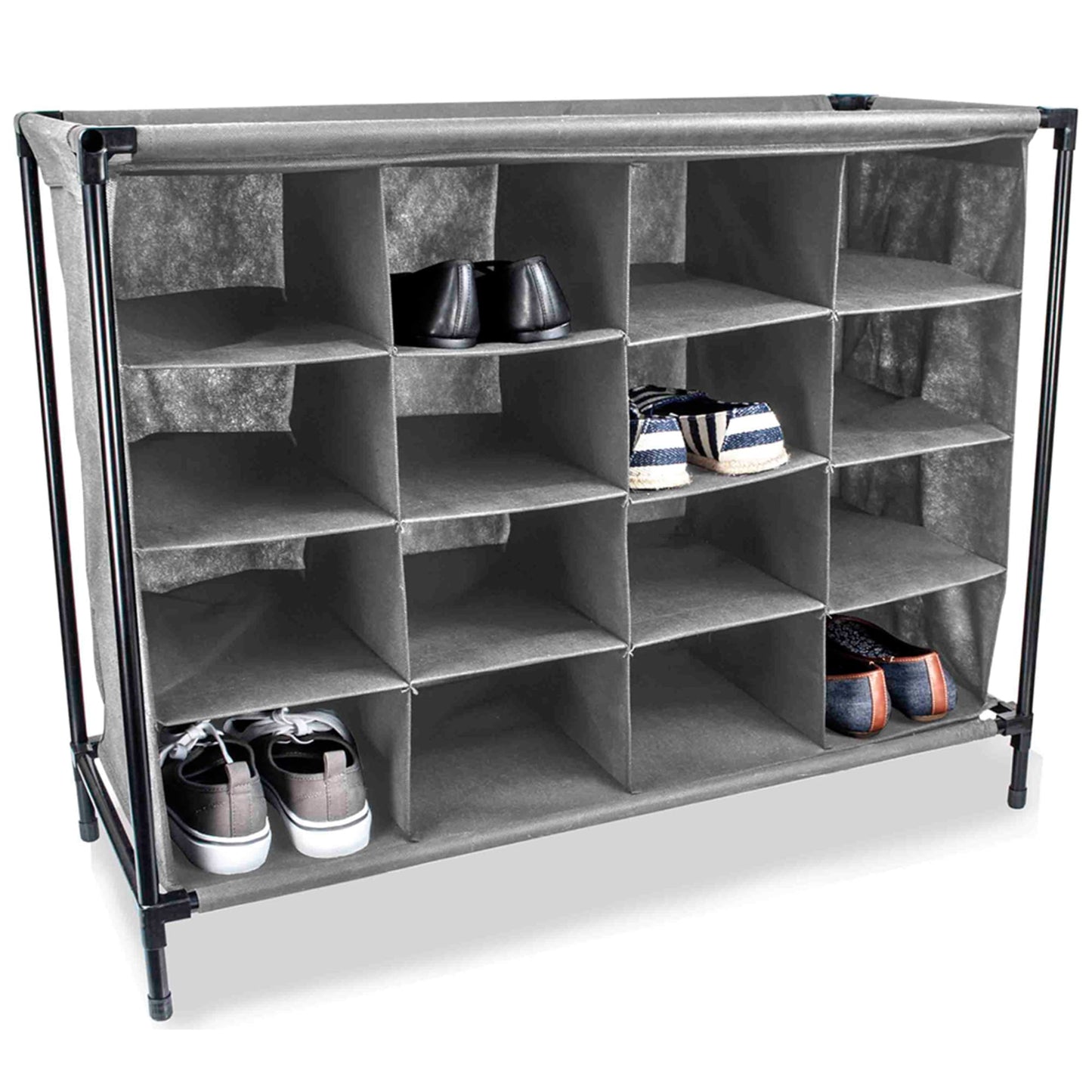 Home Basics 26 Compartment Over the Door Shoe Organizer (Non-Woven Fabric),  Grey/Clear, STORAGE ORGANIZATION