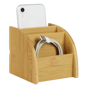 3 Compartment Bamboo Charging Station, Natural