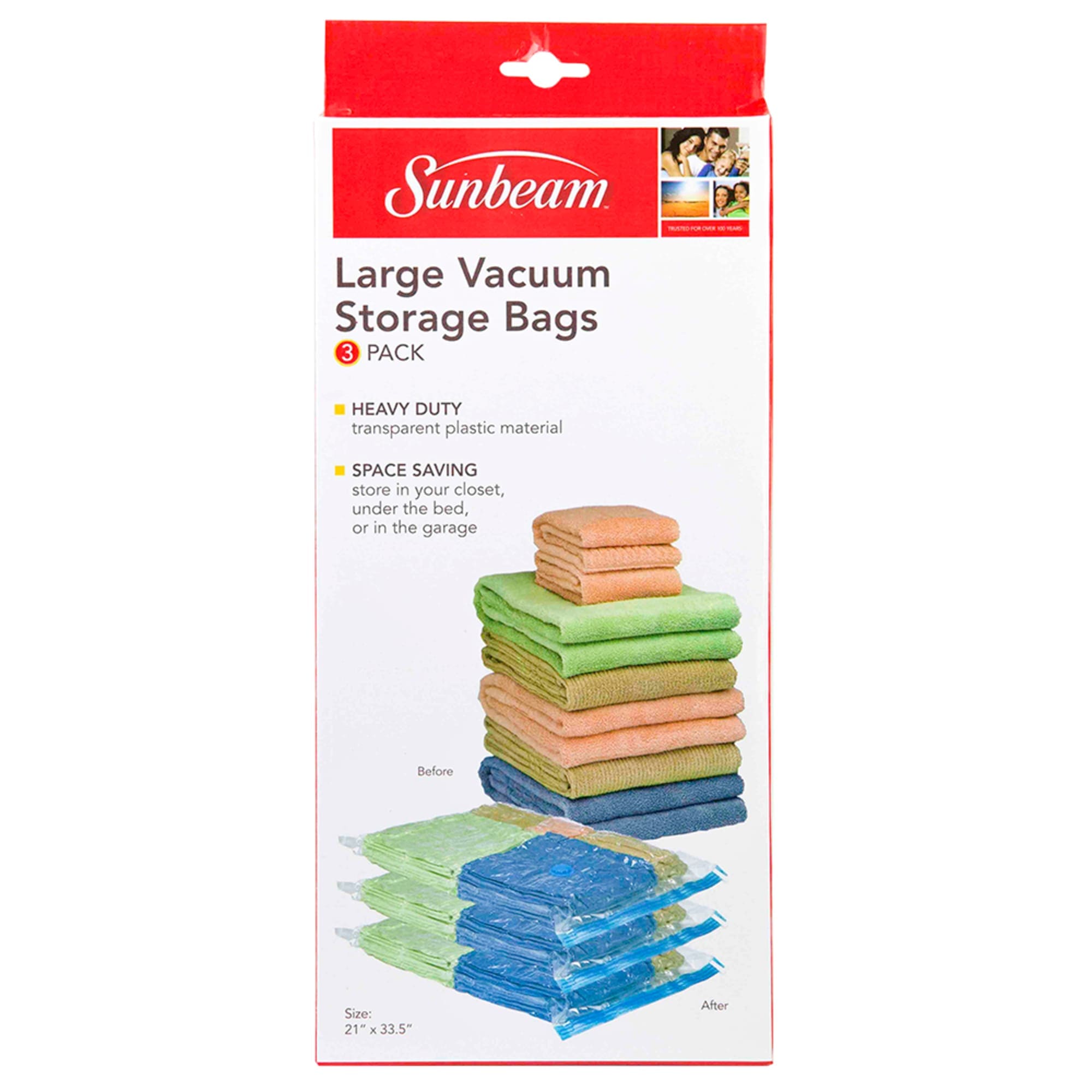 Home Basics Value Pack Plastic Vacuum Storage Bags, (Set of 3), Clear
