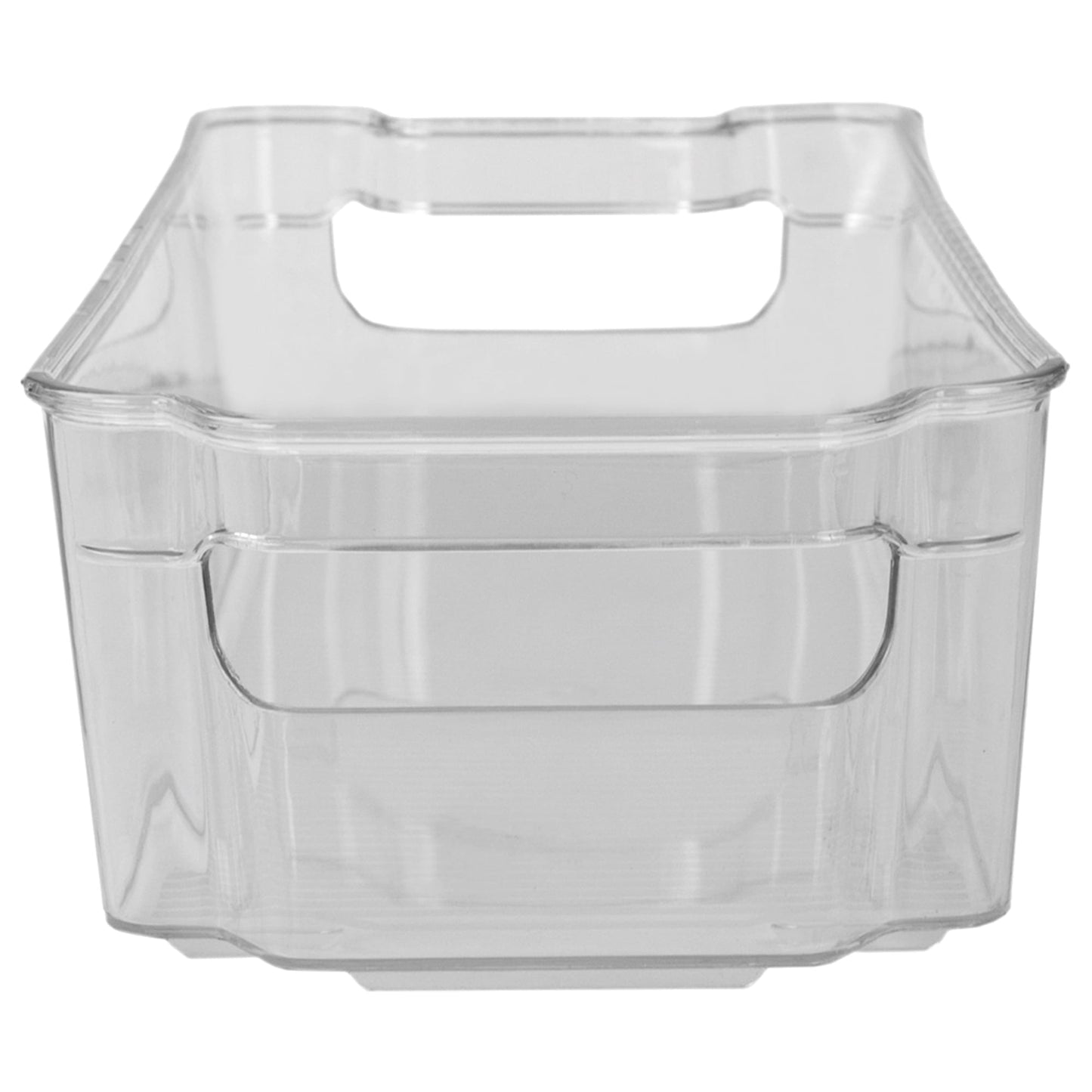 Stackable Medium Plastic Fridge Pantry and Closet Organization Bin with Handles