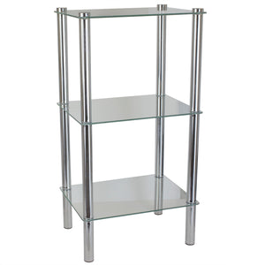 3 Tier Multi Use Rectangle Glass Corner Shelf, Clear