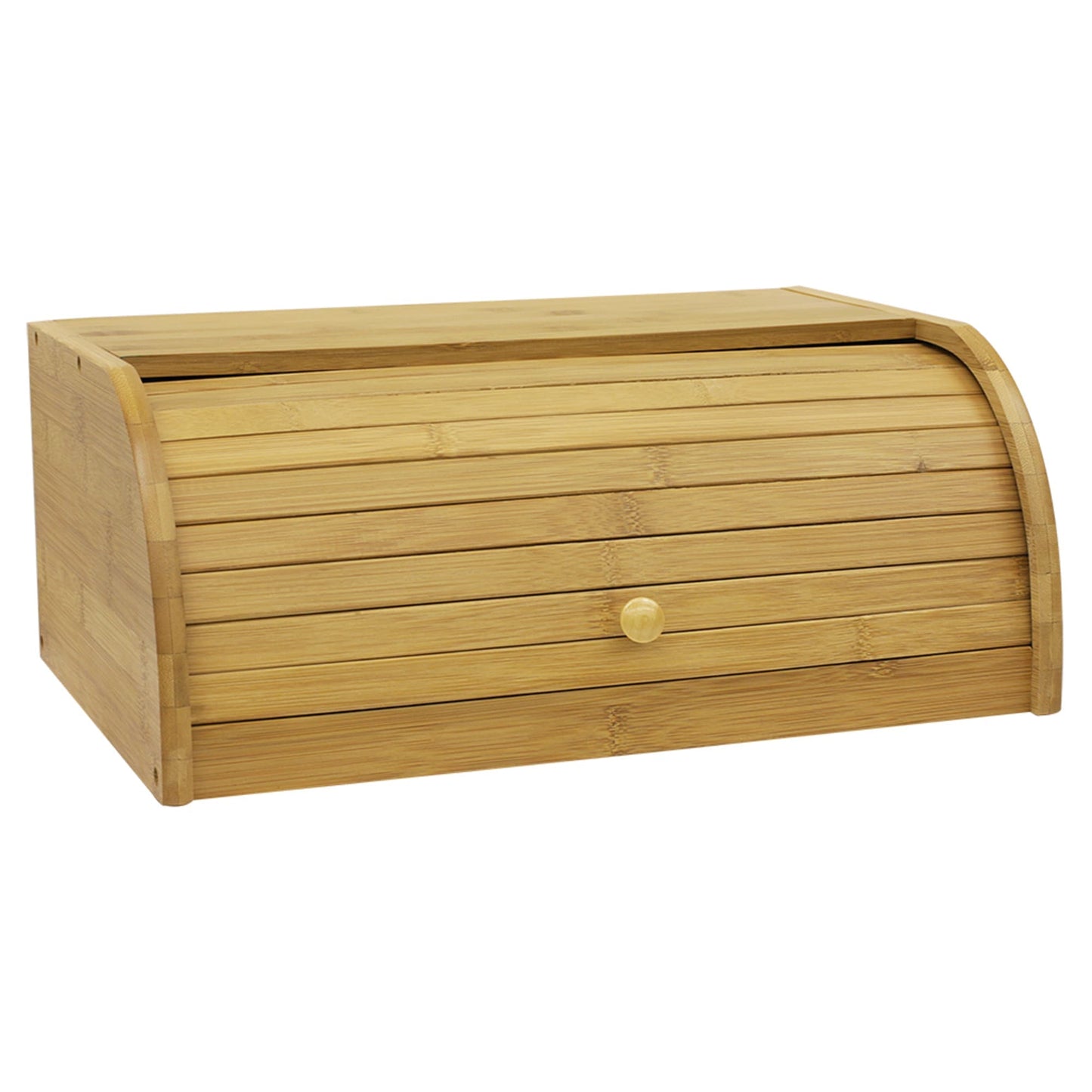 Roll Top Slatted Bamboo Bread Box, Natural