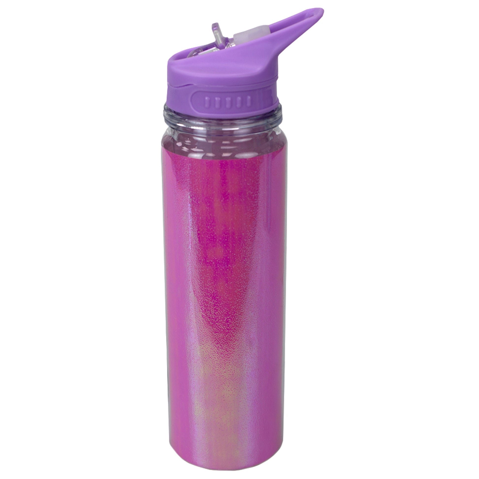 Home Basics Glitter 18 oz. Flip Top Water Bottle, Purple - Purple