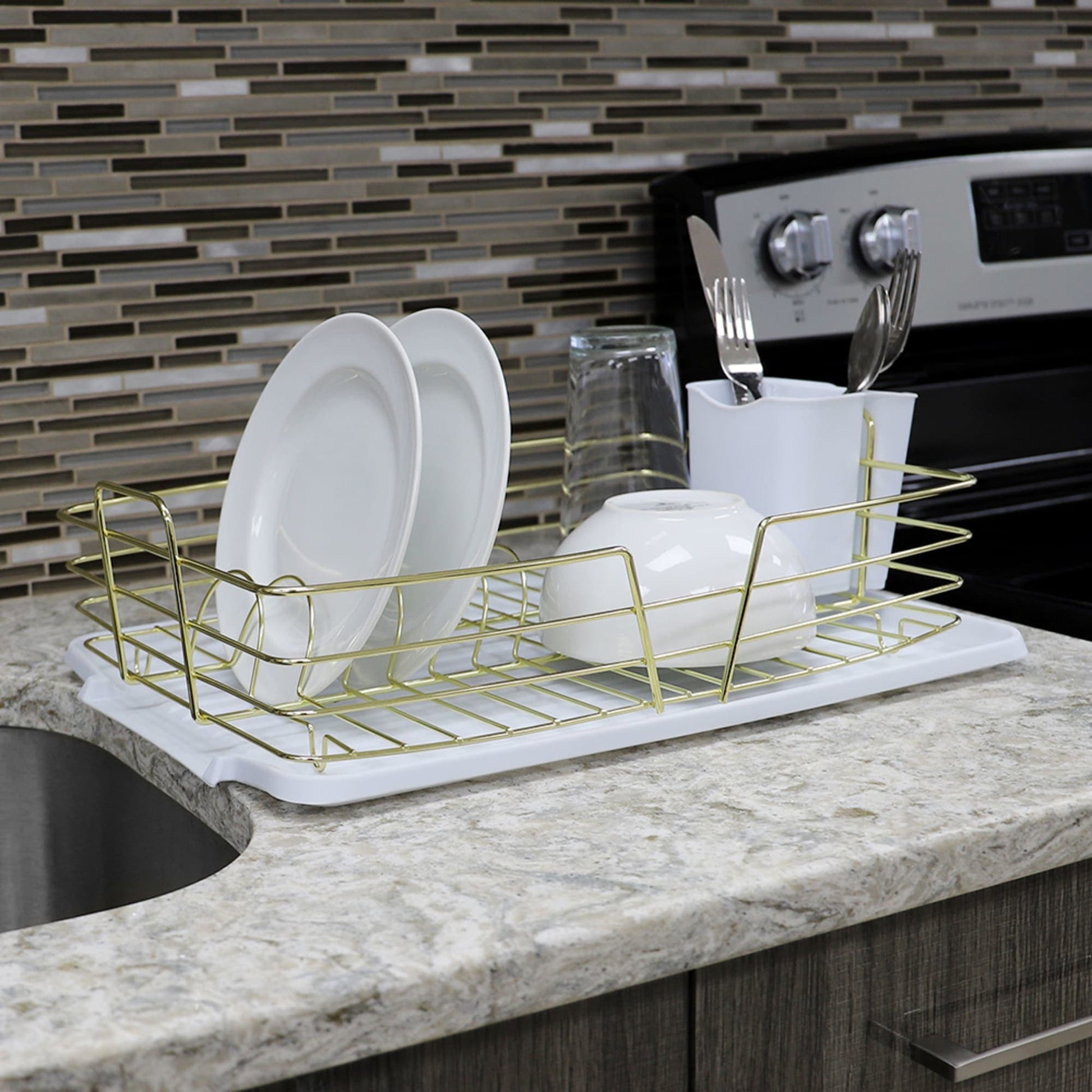 Kitchen Details Over the Sink Drying Rack with Utensil Holder