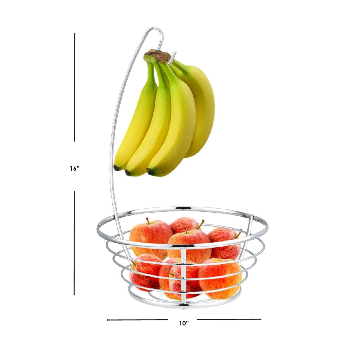 Chrome Plated Steel Fruit Basket with Banana Tree