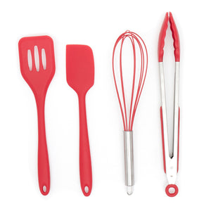 Home Basics 4 Piece Silicone Baking Tool Set, Red - Red