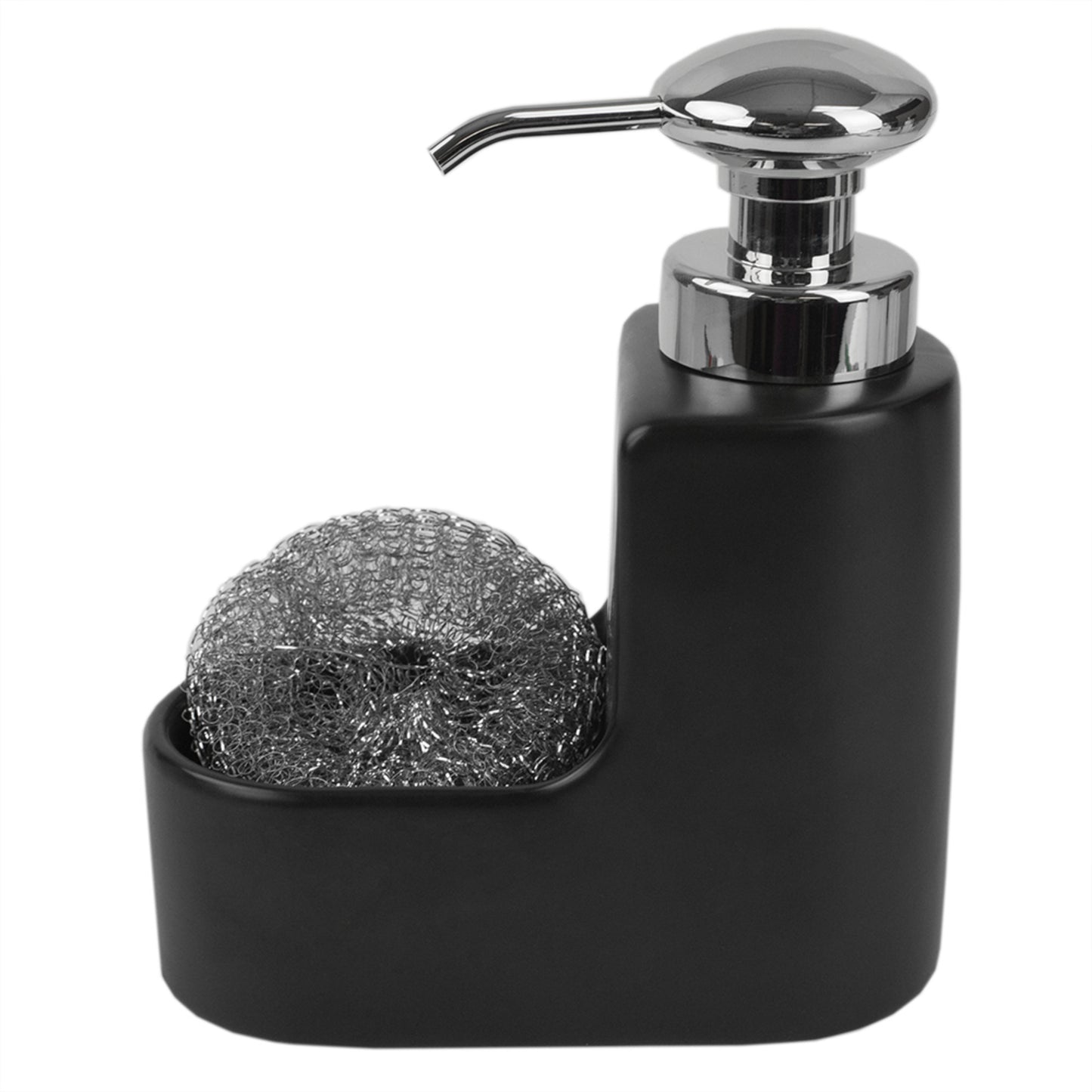 Home Basics 10 oz. Marble Ceramic Soap Dispenser with Sponge, Black - Black