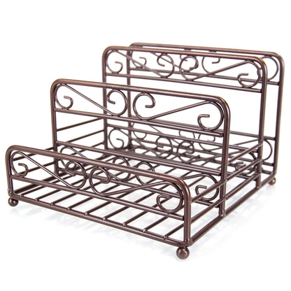 Scroll Collection Steel Salt And Pepper Napkin Caddy, Bronze