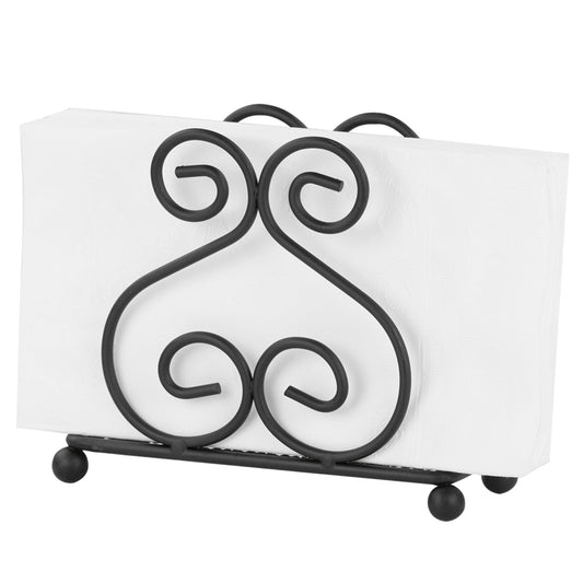 Scroll Collection Steel Napkin Holder, Black