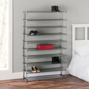 50 Pair Non-Woven Multi-Purpose Stackable Free-Standing Shoe Rack, Grey