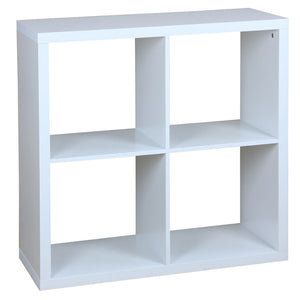 4 Open Cube Organizing Wood Storage Shelf, White