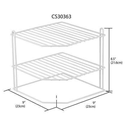 3 Tier Vinyl Coated Steel Corner Organizing Storage Rack, White