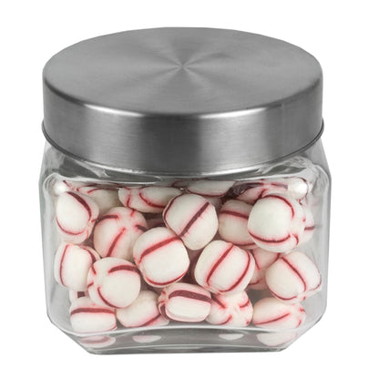 4-Piece Glass Canister Set with Stainless Steel Lids