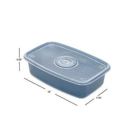 4 Piece Rectangular Plastic Meal Prep Set, (91.3 oz), Blue