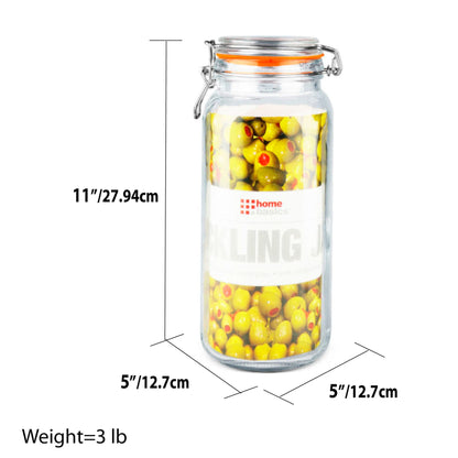 67.5 oz. Glass Pickling Jar with Wire Bail Lid and Rubber Seal Gasket