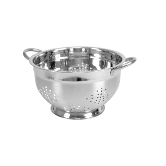 5 QT Deep Colander with High Stability Base and Open Handles, Silver