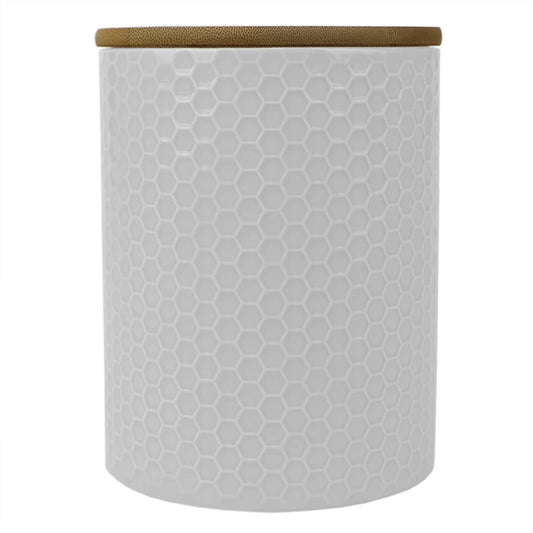 Honeycomb Medium Ceramic Canister, White