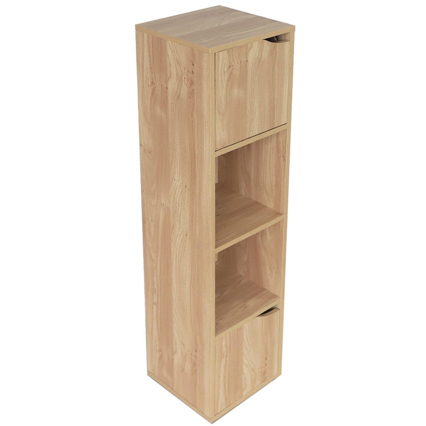 4 Cube Wood Storage Shelf with Doors, Natural