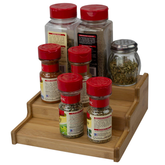 Expandable 3 Tier Step Seasoning and Spice Organizer, Natural