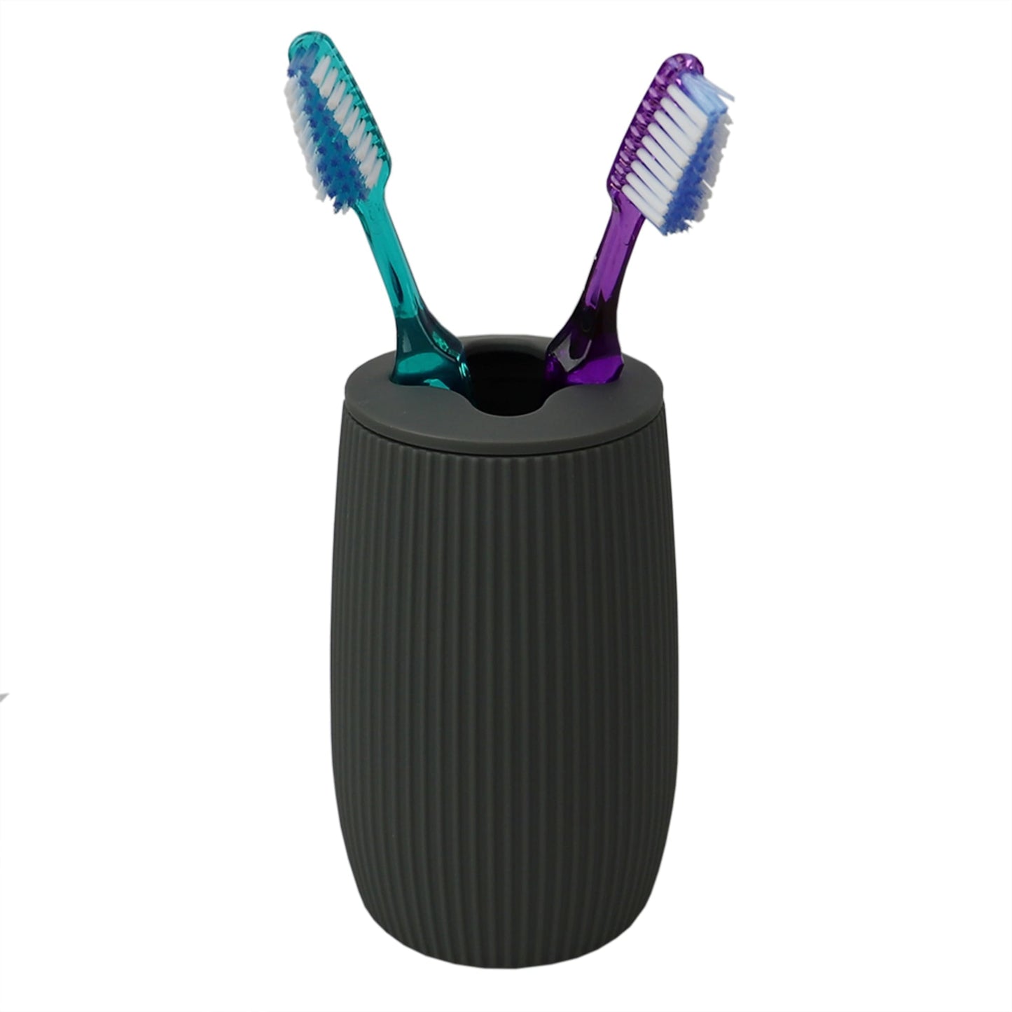 Ribbed Plastic Toothbrush Holder, Grey