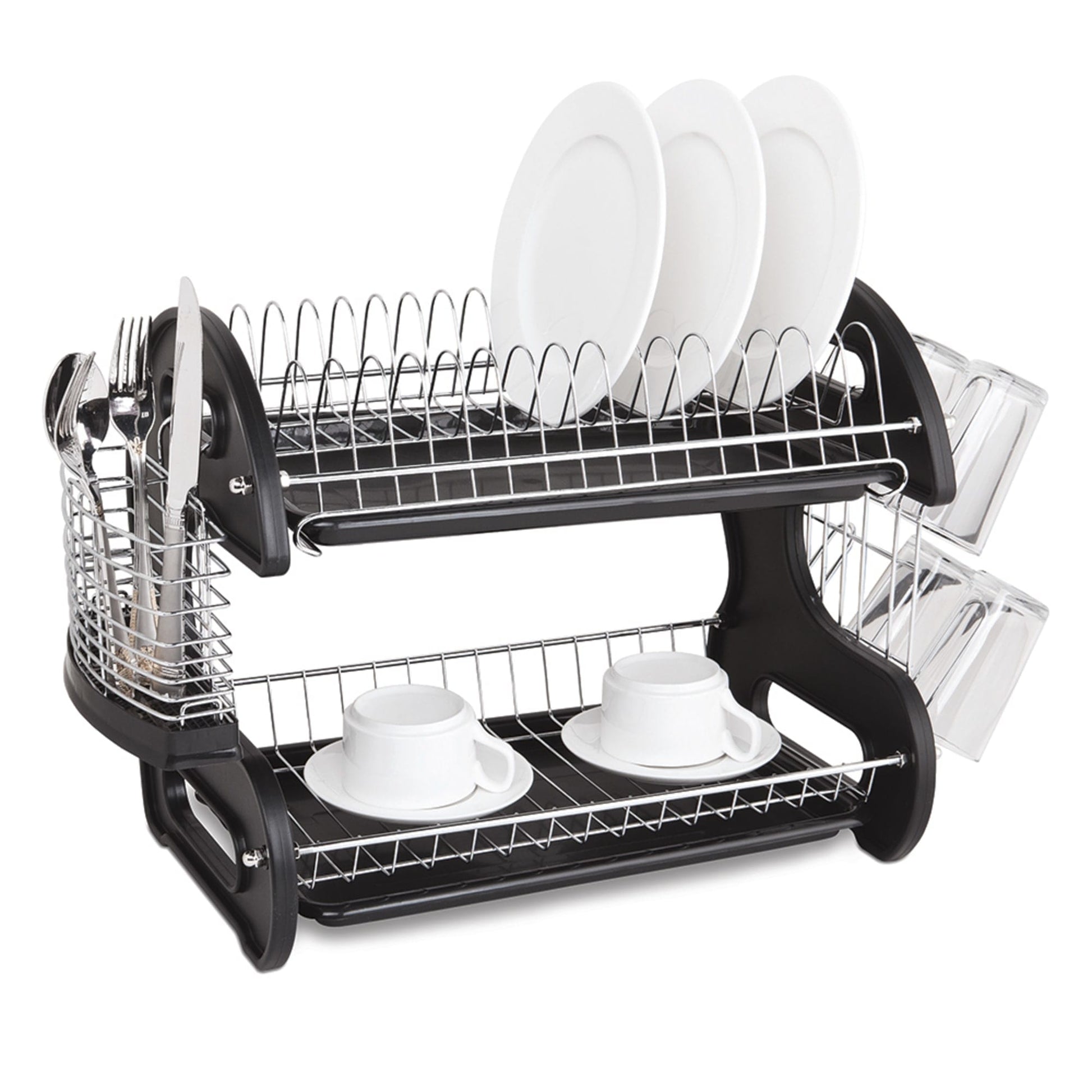 Home Basics 2 Tier Shower Caddy with Plastic Baskets, Black, SHOWER