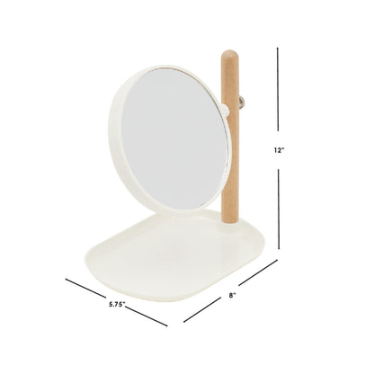Cosmetic Mirror with Tray, (2x Magnification), Ivory