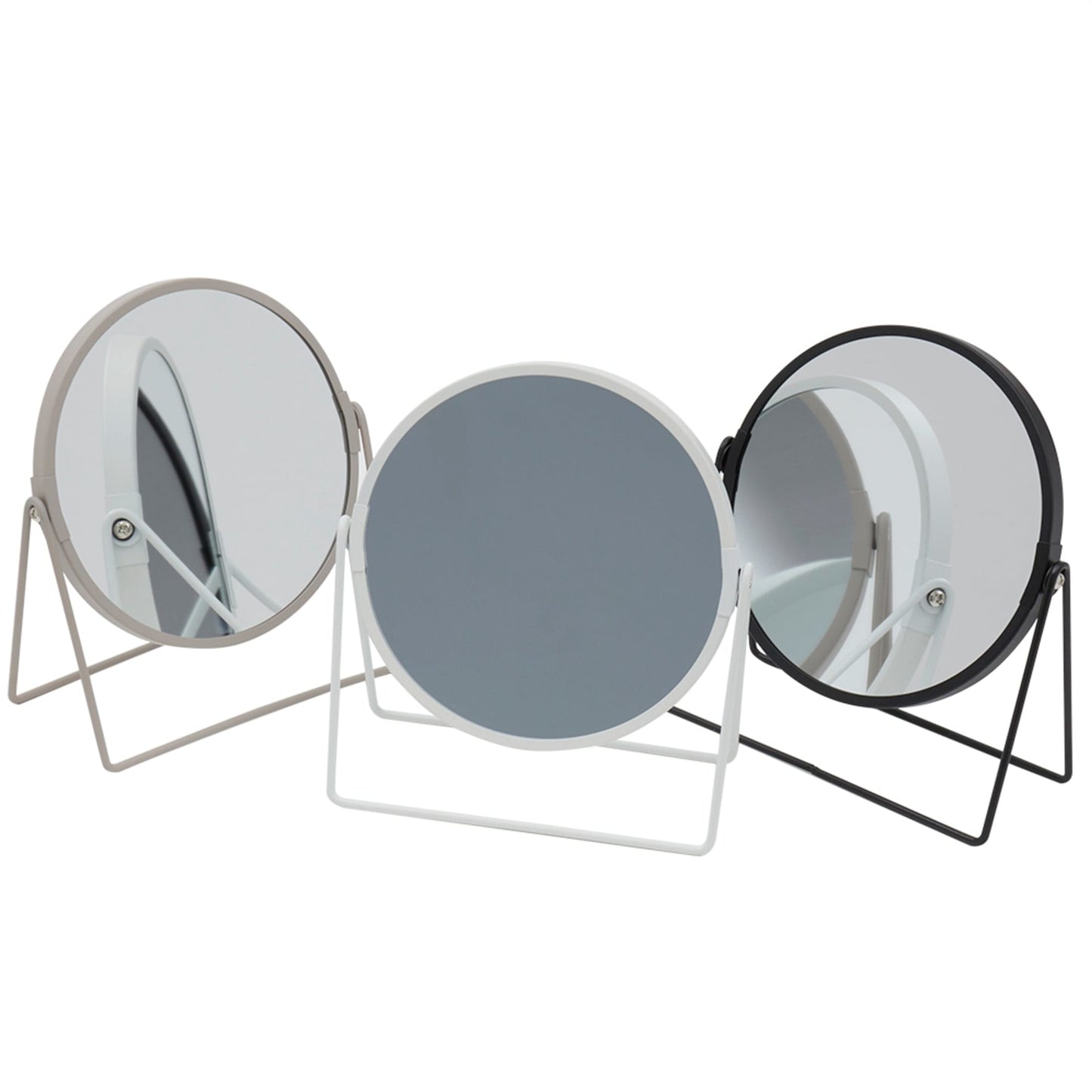 Double Sided Cosmetic Mirror with Wire Stand, (1x/2x Magnification)