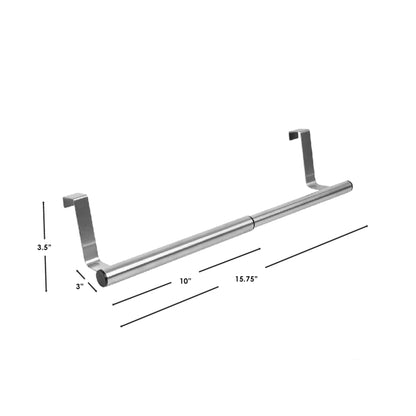 Over the Cabinet Door Quick Install Hanging Modern Expandable Steel Towel Storage Rack, Chrome