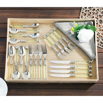Home Basics 20 Piece Flatware Set with Caddy - Green