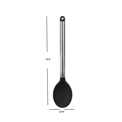 Stainless Steel Solid Silicone Spoon, Black