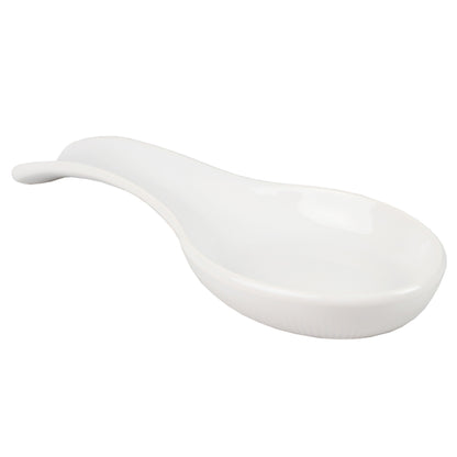 Home Basics 9.75" x 3.5" Ceramic Spoon Rest, White - White