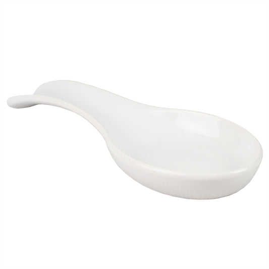 Home Basics 9.75" x 3.5" Ceramic Spoon Rest, White - White