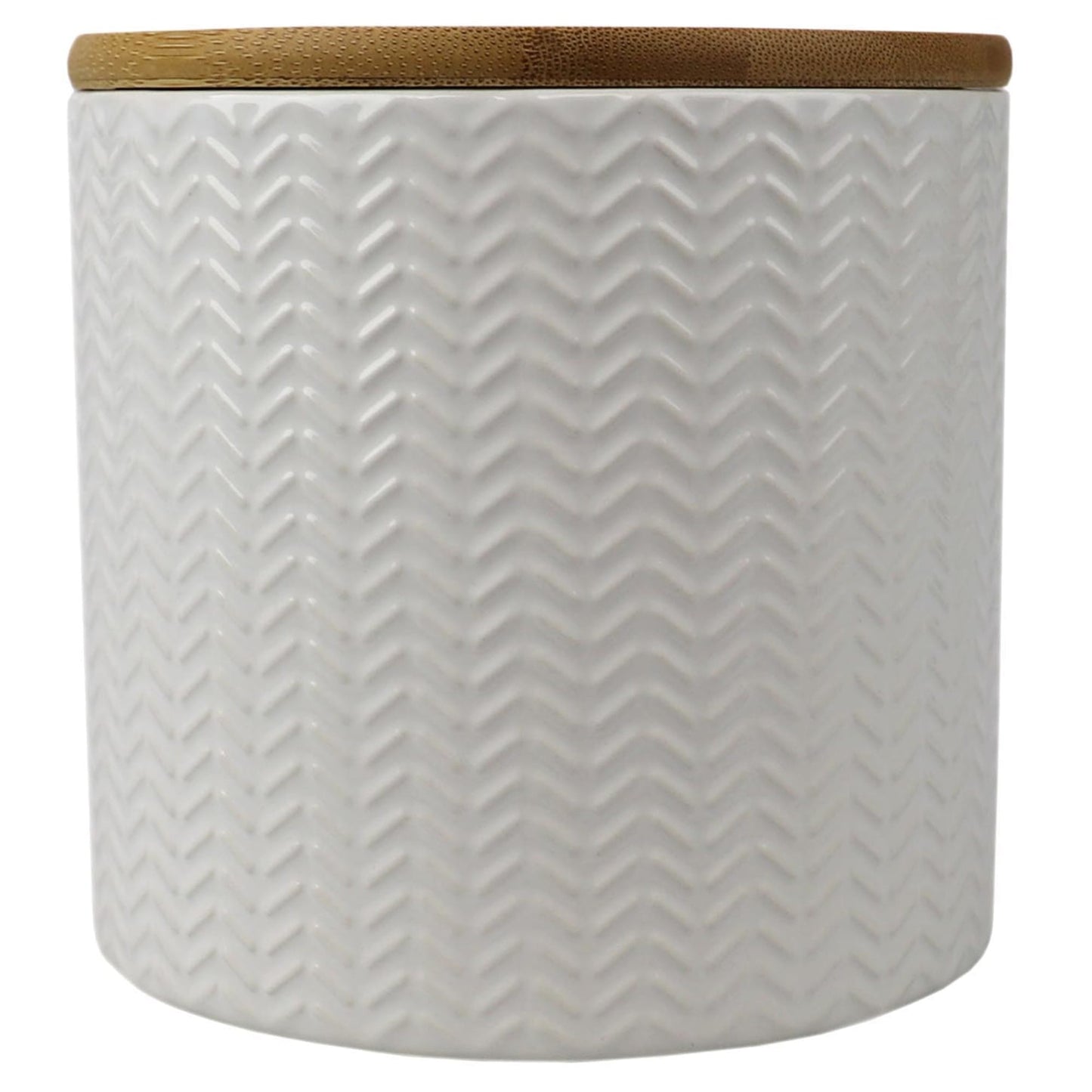 Wave 3 Piece Ceramic Canister Set With Bamboo Tops, White